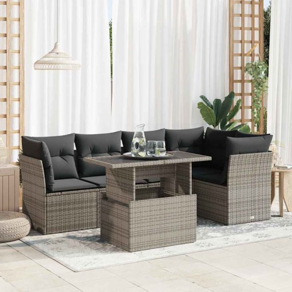 6-Delige Loungeset Met Kussens Poly Rattan - Afbeelding 14