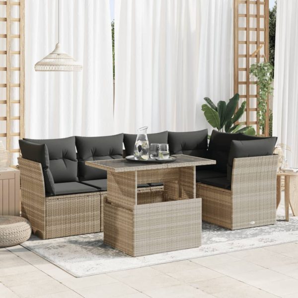 6-Delige Loungeset Met Kussens Poly Rattan - Afbeelding 18