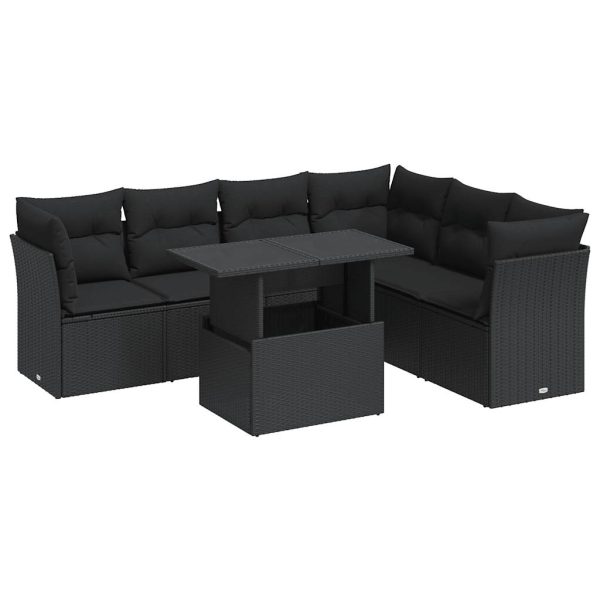 7-Delige Loungeset Met Kussens Poly Rattan - Afbeelding 2