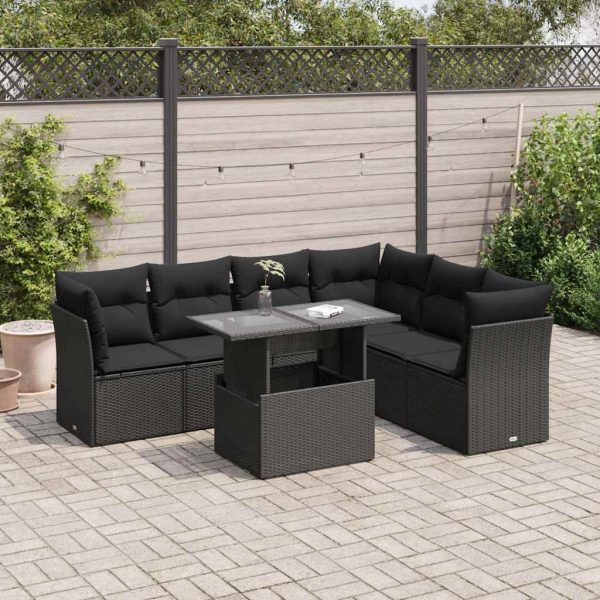 7-Delige Loungeset Met Kussens Poly Rattan