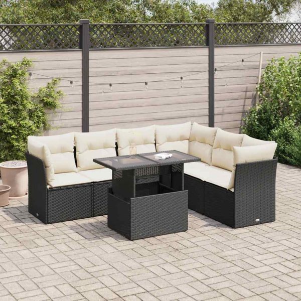 7-Delige Loungeset Met Kussens Poly Rattan - Afbeelding 16