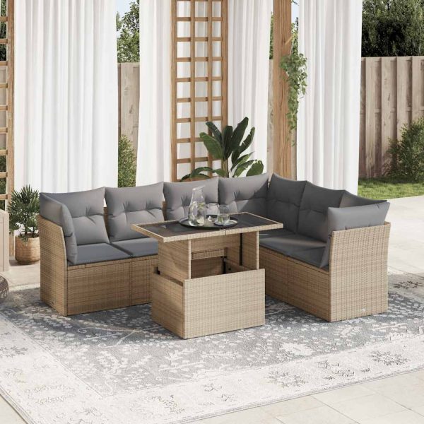 7-Delige Loungeset Met Kussens Poly Rattan - Afbeelding 15