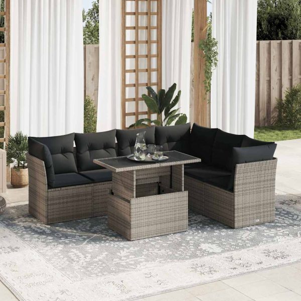 7-Delige Loungeset Met Kussens Poly Rattan - Afbeelding 14