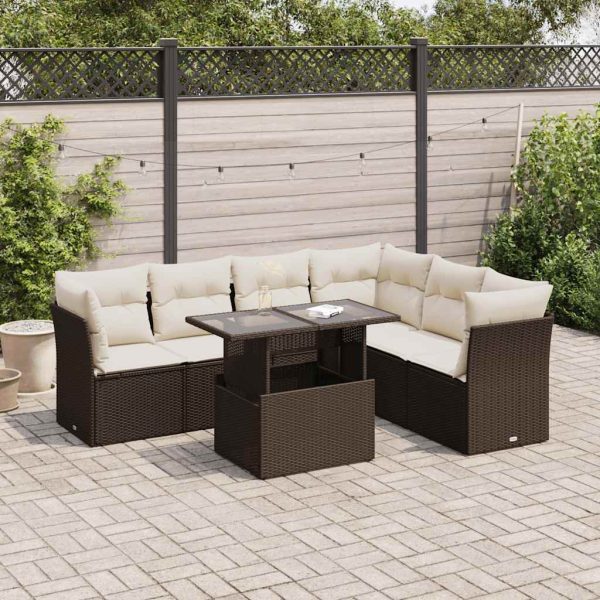 7-Delige Loungeset Met Kussens Poly Rattan - Afbeelding 17