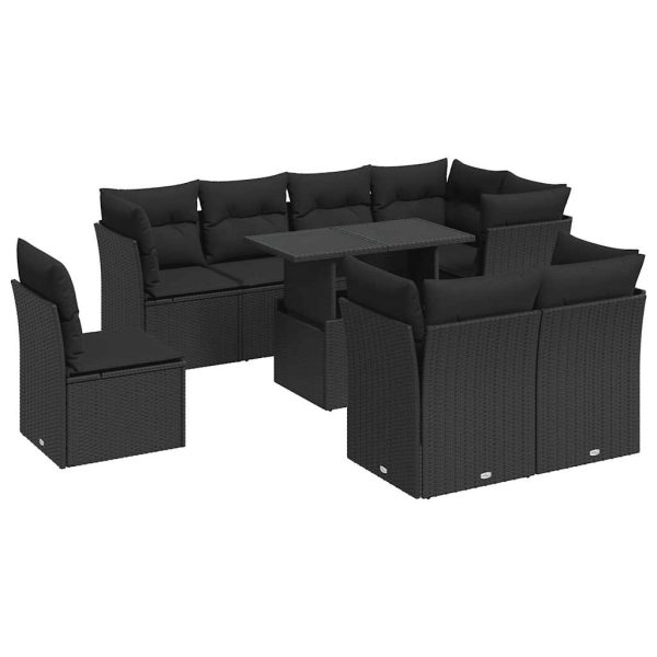 9-Delige Loungeset Met Kussens Poly Rattan - Afbeelding 2