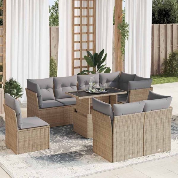 9-Delige Loungeset Met Kussens Poly Rattan - Afbeelding 17