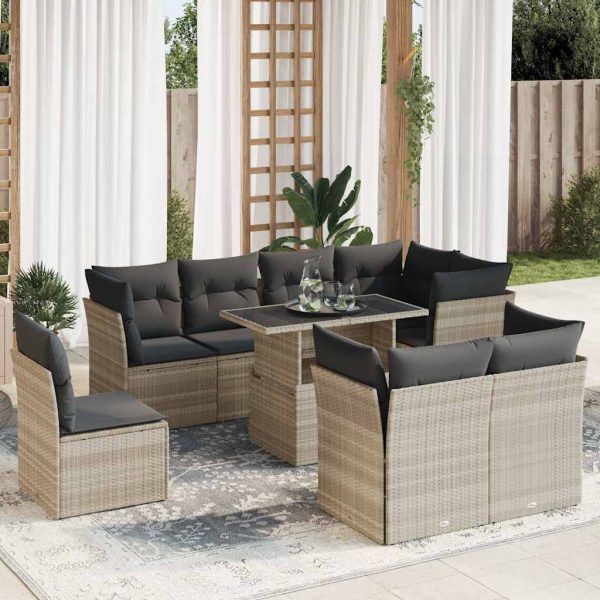 9-Delige Loungeset Met Kussens Poly Rattan - Afbeelding 14