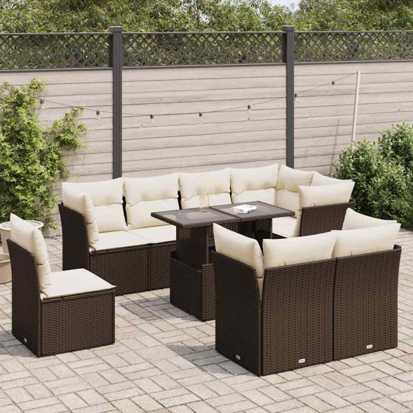 9-Delige Loungeset Met Kussens Poly Rattan - Afbeelding 13