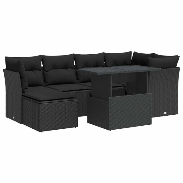 7-Delige Loungeset Met Kussens Poly Rattan - Afbeelding 2