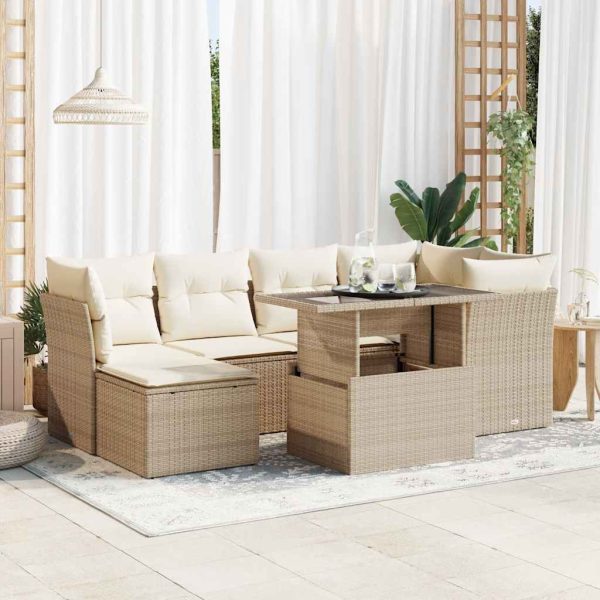 7-Delige Loungeset Met Kussens Poly Rattan - Afbeelding 18