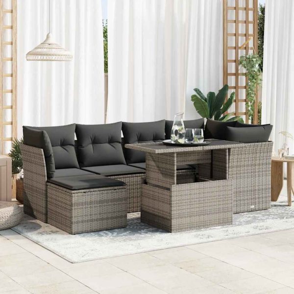 7-Delige Loungeset Met Kussens Poly Rattan - Afbeelding 15