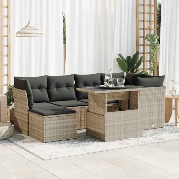 7-Delige Loungeset Met Kussens Poly Rattan - Afbeelding 14