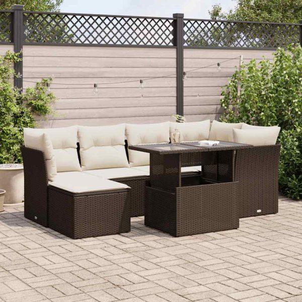 7-Delige Loungeset Met Kussens Poly Rattan - Afbeelding 16