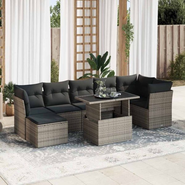 8-Delige Loungeset Met Kussens Poly Rattan - Afbeelding 15