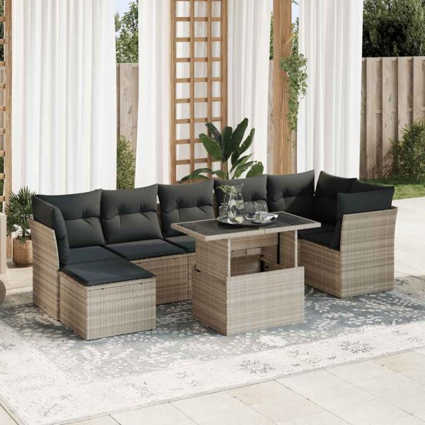 8-Delige Loungeset Met Kussens Poly Rattan - Afbeelding 16