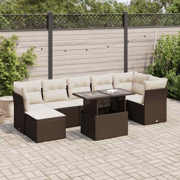 8-Delige Loungeset Met Kussens Poly Rattan - Afbeelding 13