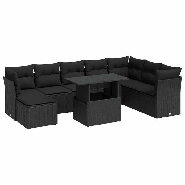 9-Delige Loungeset Met Kussens Poly Rattan - Afbeelding 2