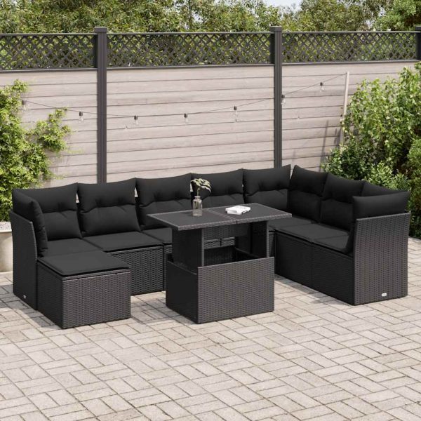 9-Delige Loungeset Met Kussens Poly Rattan