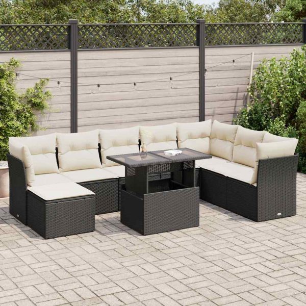 9-Delige Loungeset Met Kussens Poly Rattan - Afbeelding 17