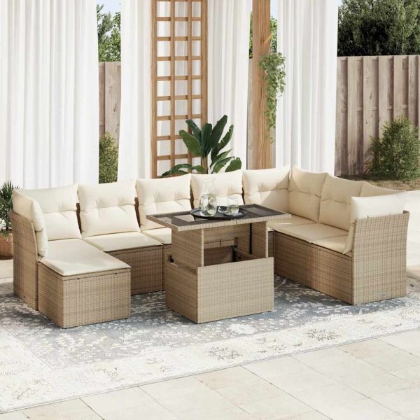 9-Delige Loungeset Met Kussens Poly Rattan - Afbeelding 14