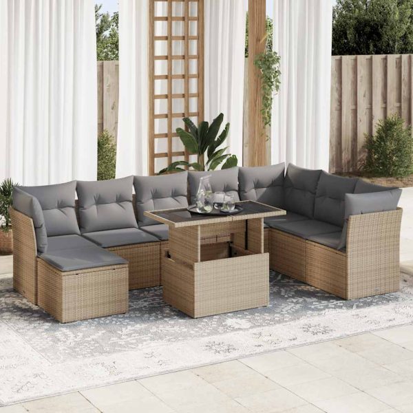 9-Delige Loungeset Met Kussens Poly Rattan - Afbeelding 18