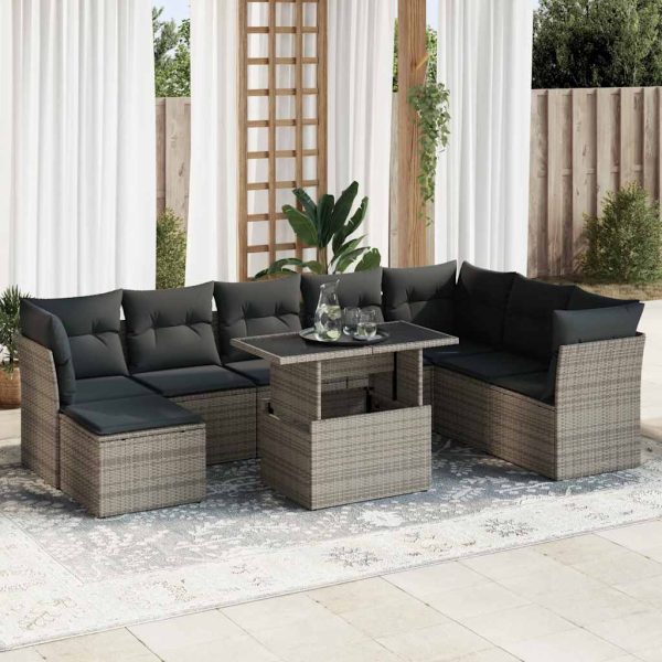 9-Delige Loungeset Met Kussens Poly Rattan - Afbeelding 16