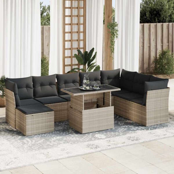 9-Delige Loungeset Met Kussens Poly Rattan - Afbeelding 15