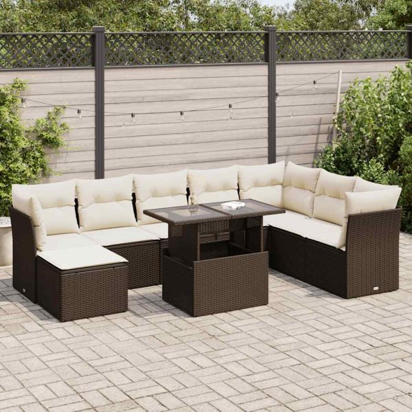 9-Delige Loungeset Met Kussens Poly Rattan - Afbeelding 13