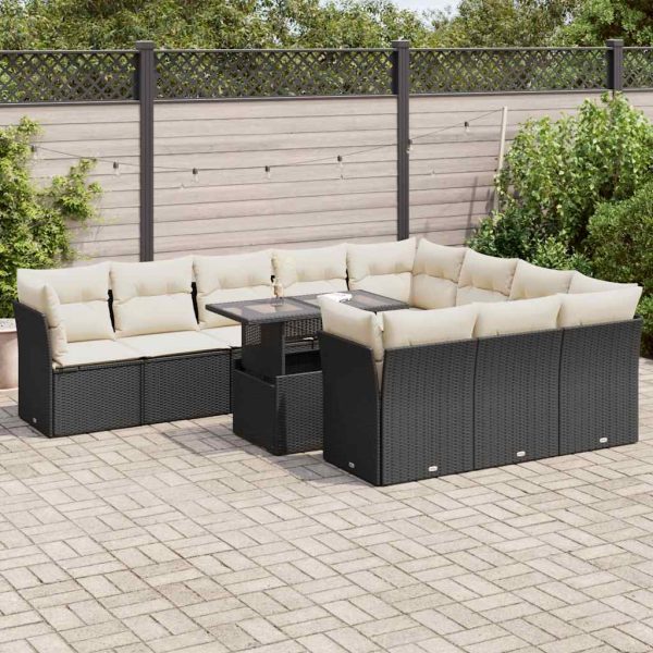 1 Loungeset Met Kussens Poly Rattan - Afbeelding 16