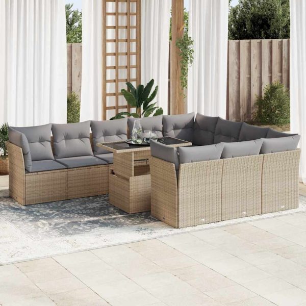 1 Loungeset Met Kussens Poly Rattan - Afbeelding 17