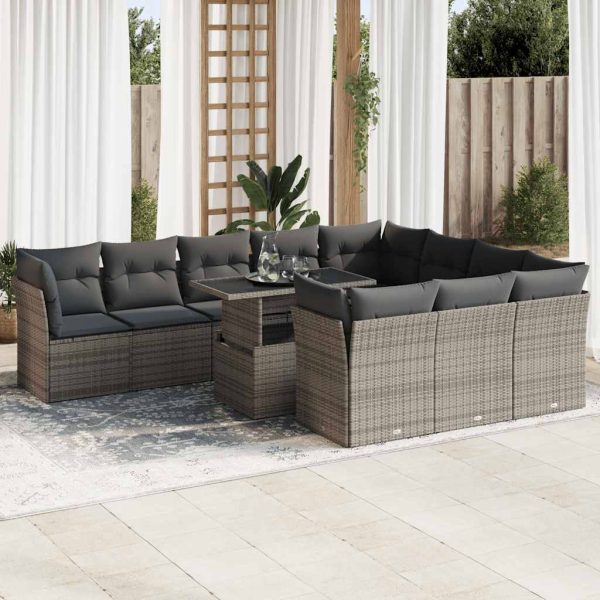 1 Loungeset Met Kussens Poly Rattan - Afbeelding 15