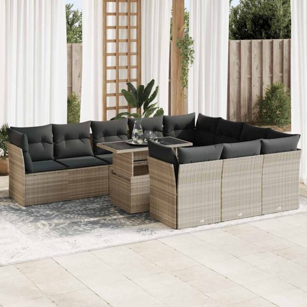 1 Loungeset Met Kussens Poly Rattan - Afbeelding 14