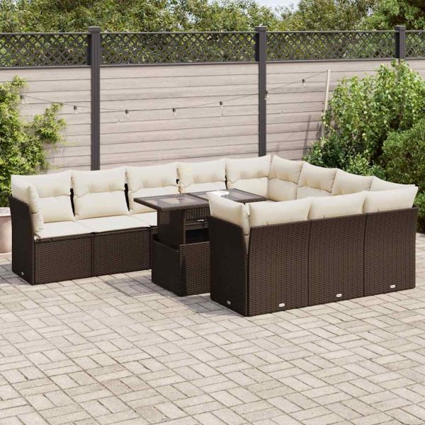 1 Loungeset Met Kussens Poly Rattan - Afbeelding 13