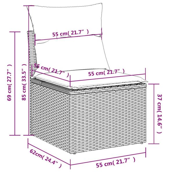 5-Delige Loungeset Met Kussens Poly Rattan - Afbeelding 12