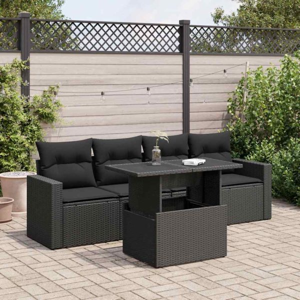 5-Delige Loungeset Met Kussens Poly Rattan