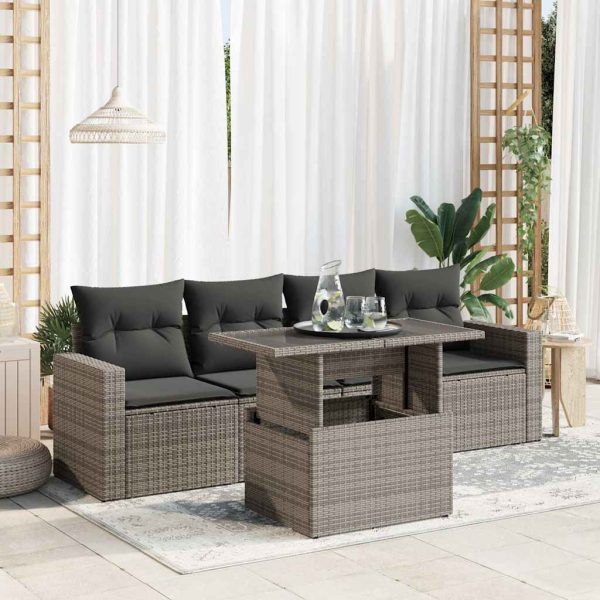 5-Delige Loungeset Met Kussens Poly Rattan - Afbeelding 17