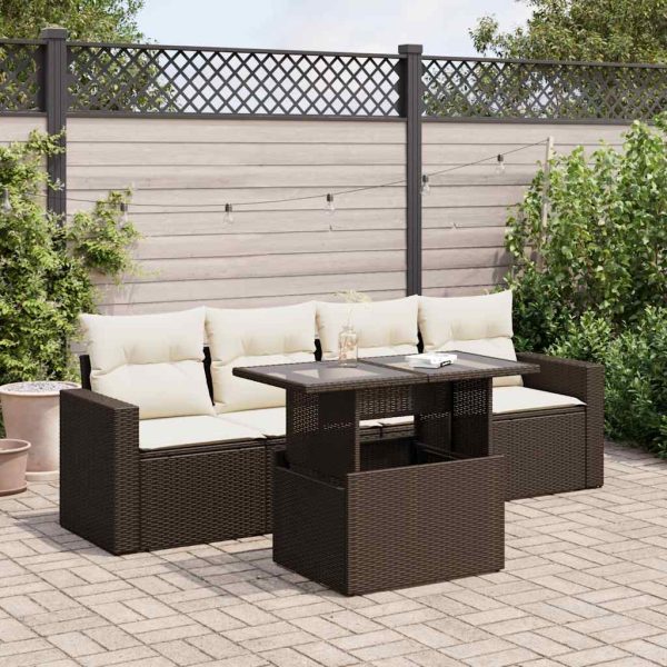 5-Delige Loungeset Met Kussens Poly Rattan - Afbeelding 18