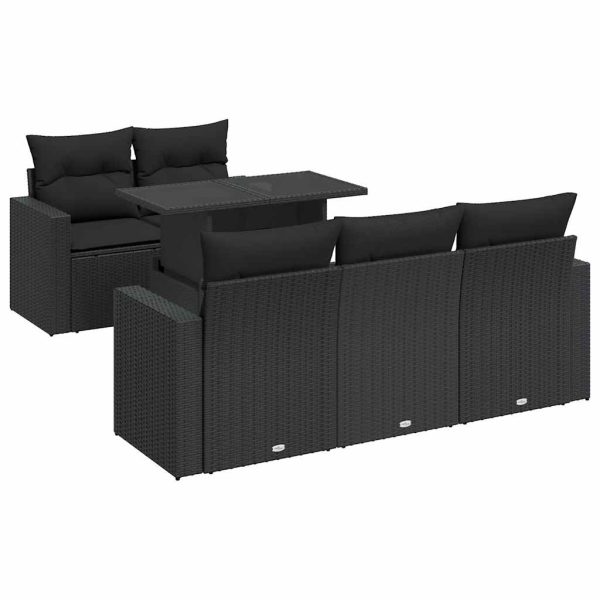 6-Delige Loungeset Met Kussens Poly Rattan - Afbeelding 2