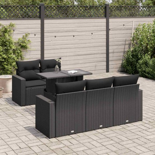 6-Delige Loungeset Met Kussens Poly Rattan