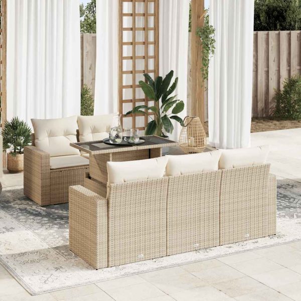 6-Delige Loungeset Met Kussens Poly Rattan - Afbeelding 16