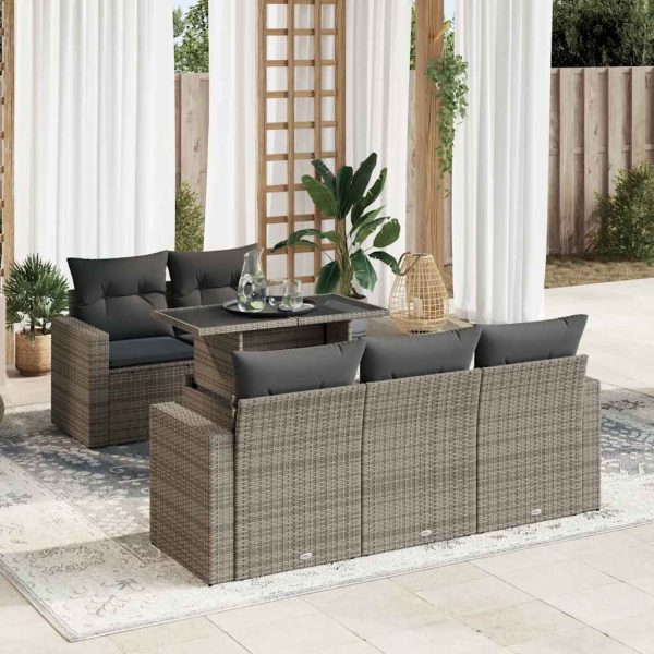 6-Delige Loungeset Met Kussens Poly Rattan - Afbeelding 18