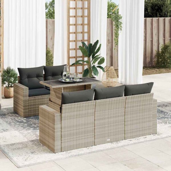 6-Delige Loungeset Met Kussens Poly Rattan - Afbeelding 15