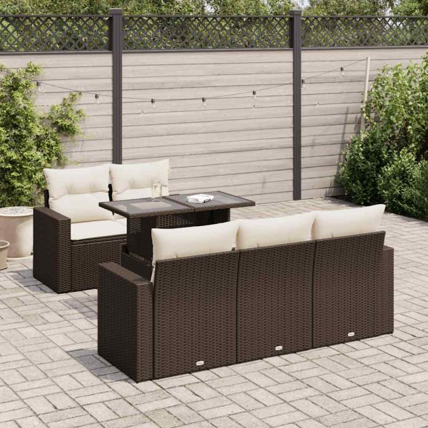 6-Delige Loungeset Met Kussens Poly Rattan - Afbeelding 14