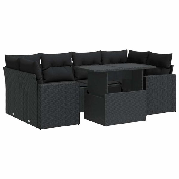 7-Delige Loungeset Met Kussens Poly Rattan - Afbeelding 2