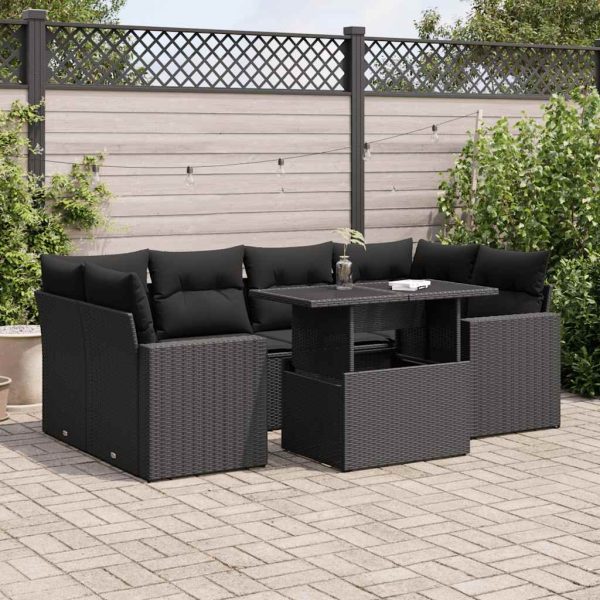 7-Delige Loungeset Met Kussens Poly Rattan