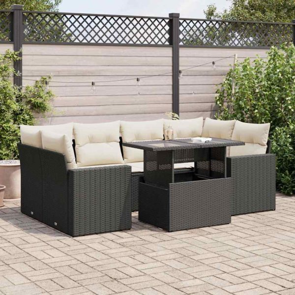 7-Delige Loungeset Met Kussens Poly Rattan - Afbeelding 17