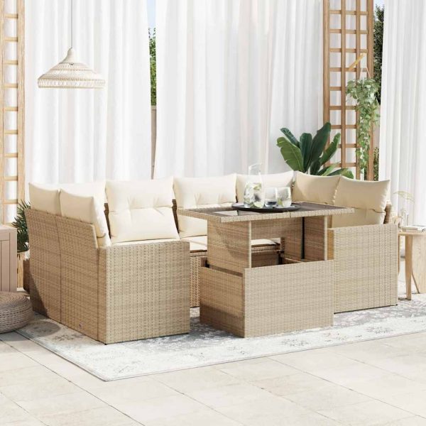 7-Delige Loungeset Met Kussens Poly Rattan - Afbeelding 18