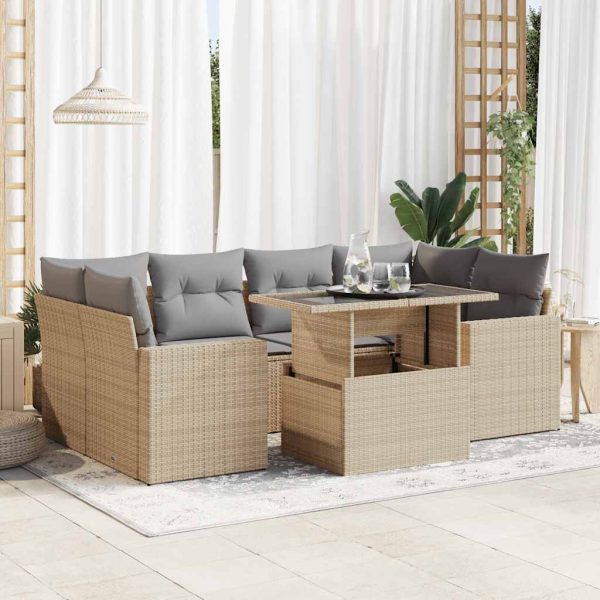 7-Delige Loungeset Met Kussens Poly Rattan - Afbeelding 15