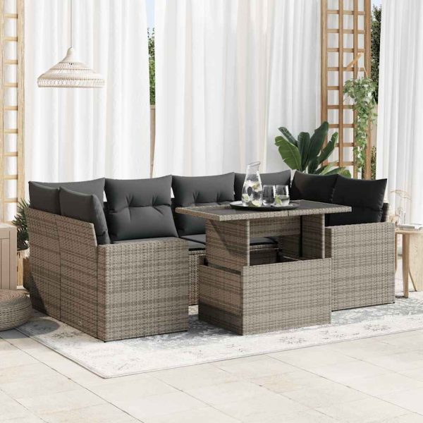 7-Delige Loungeset Met Kussens Poly Rattan - Afbeelding 16