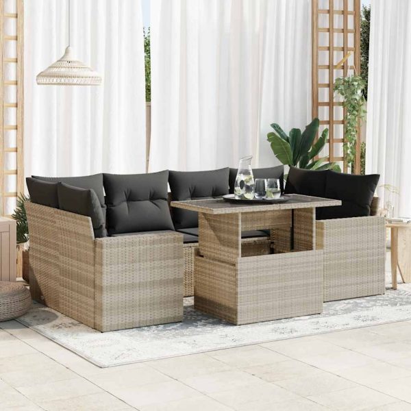 7-Delige Loungeset Met Kussens Poly Rattan - Afbeelding 14